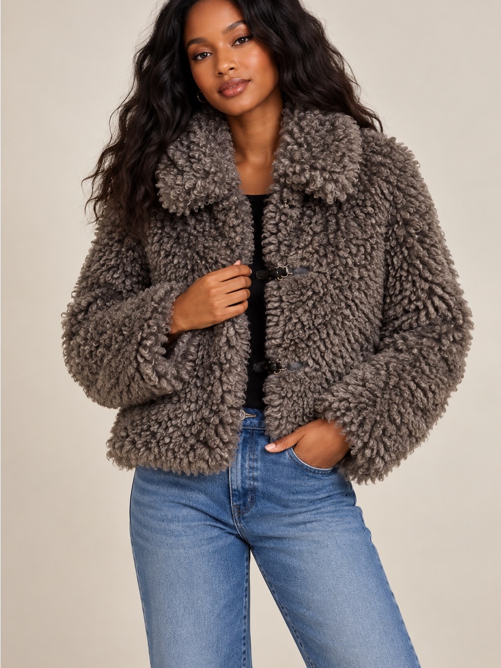 Michael Kors Plush Faux-Shearling Teddy Jacket - Taupe